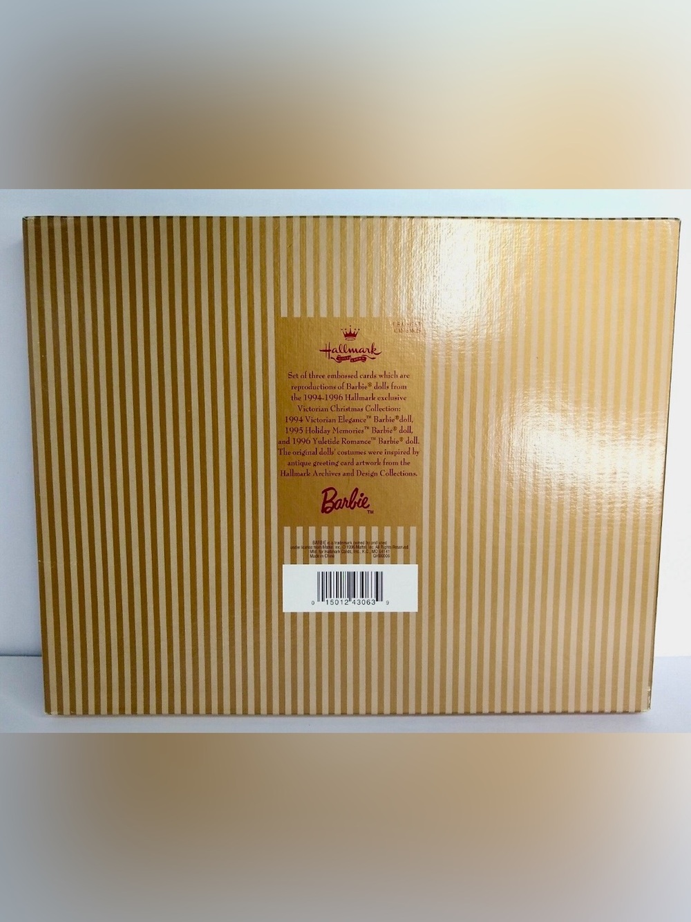 1996 Vintage Hallmark Victorian Christmas Barbie Trifold Card Set with Envelopes - Picture 4 of 6